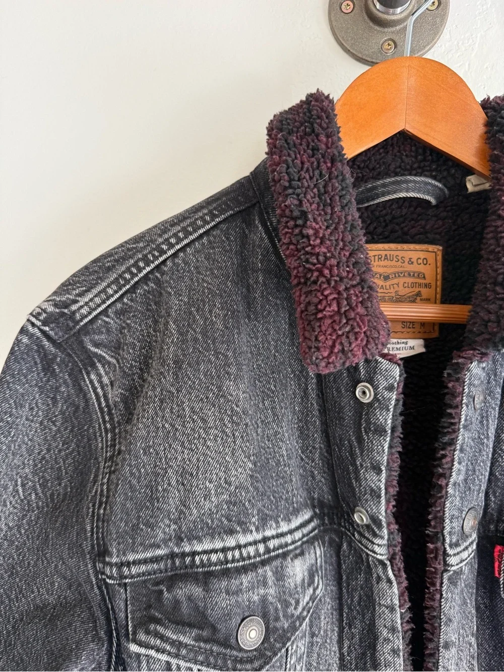Levi’s Sherpa‎ lined Denim Jacket Fresh Leaves Black Medium Justin Timberlake